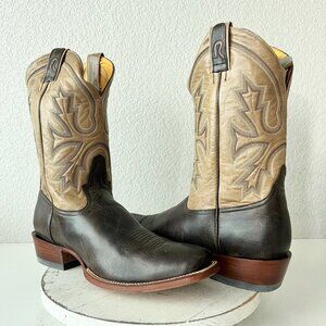 Rod Patrick Mens Cowboy Boots 14.5AA Antique Mocha Bison Brown Western Blunt Toe